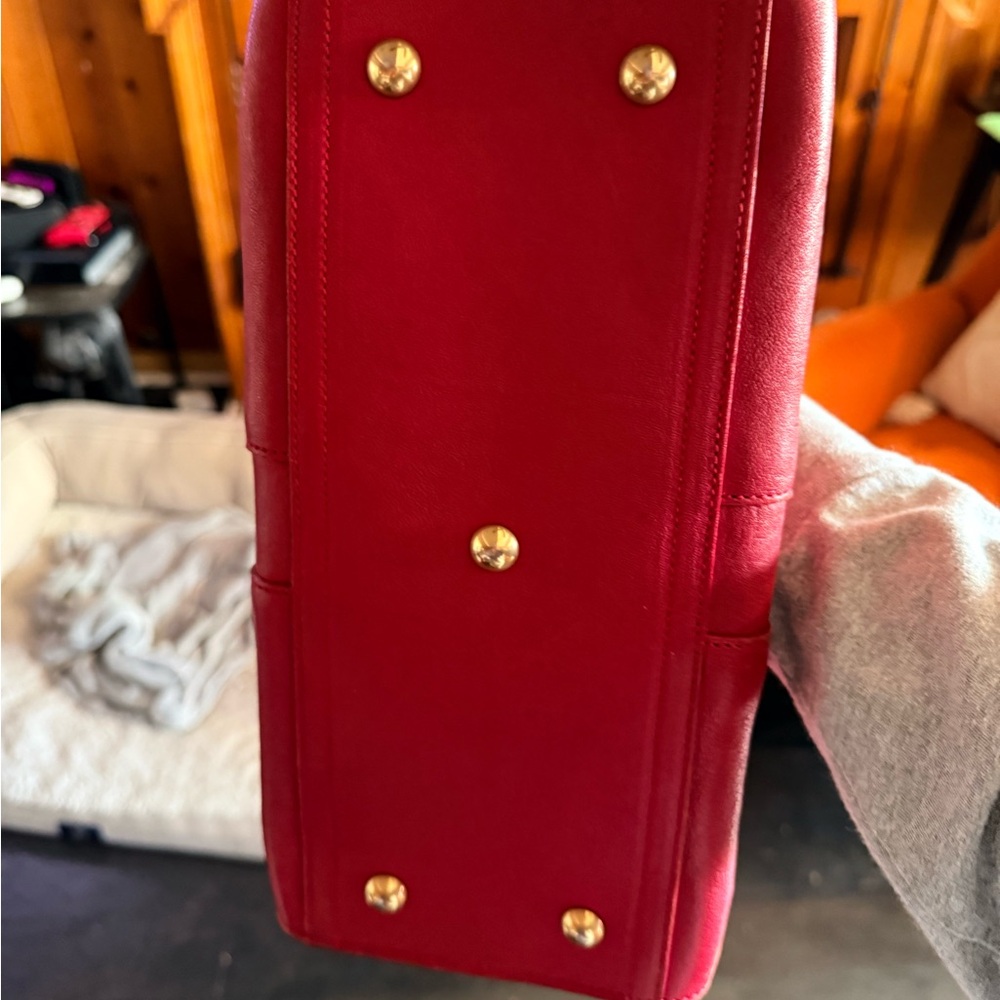 Yves Saint Laurent Bold Red Satchel - Picture 6 of 9